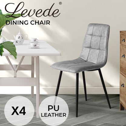 Levede Padded Dining Chairs Faux Leather for Kitchen Home Office - Set of 4