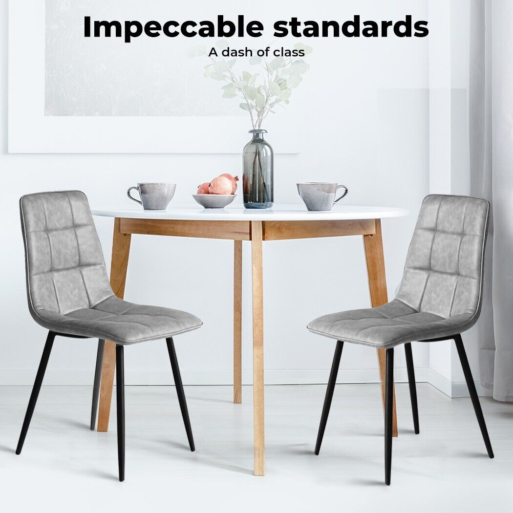 Levede Padded Dining Chairs Faux Leather for Kitchen Home Office - Set of 4