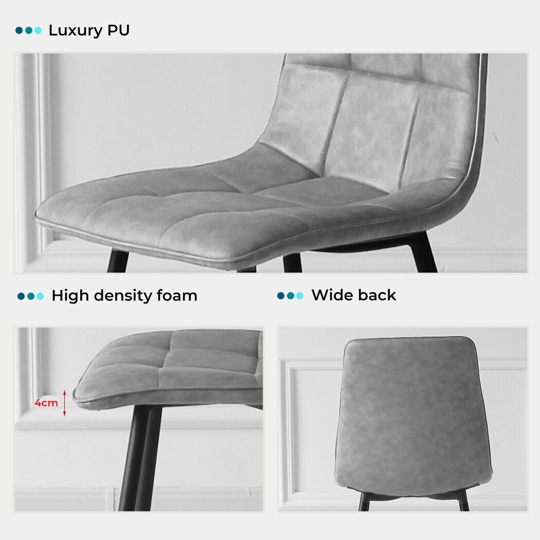 Levede Padded Dining Chairs Faux Leather for Kitchen Home Office - Set of 4
