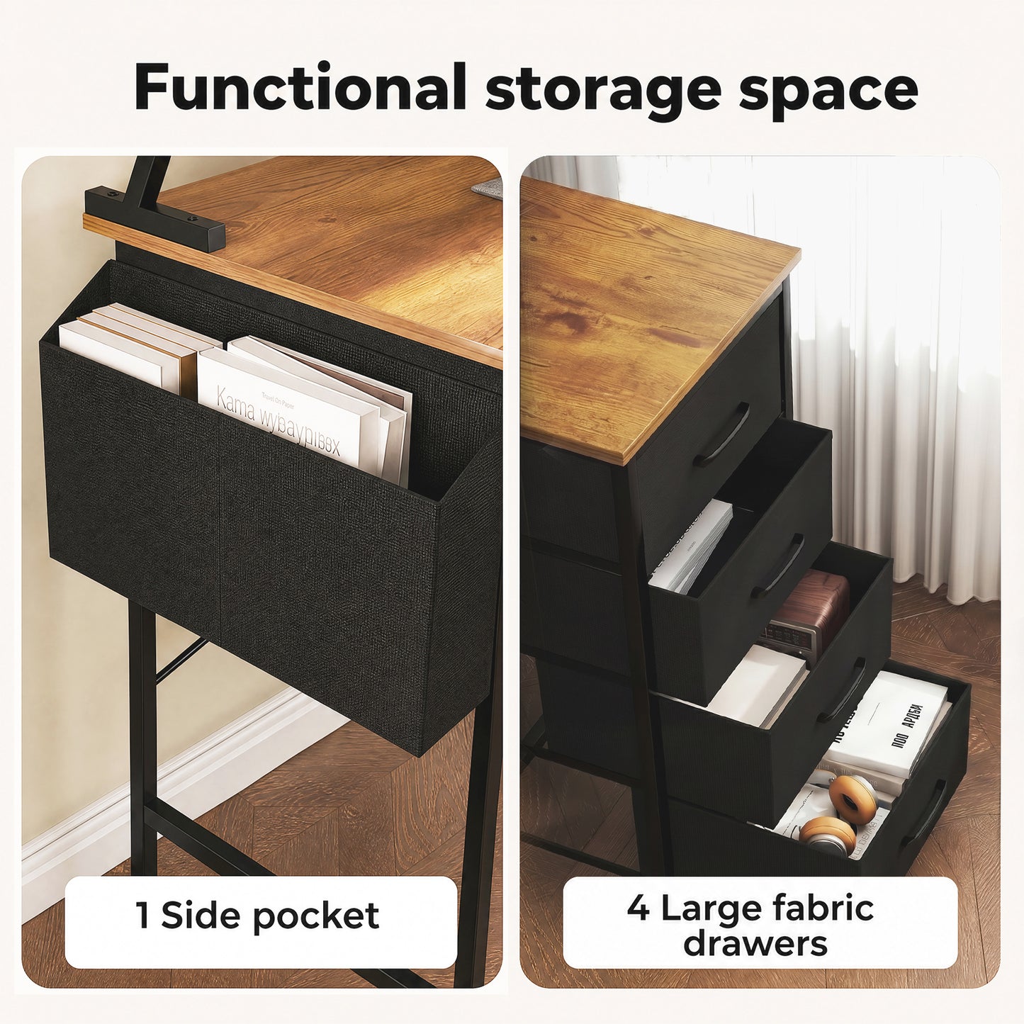 Levede L Shaped Desk with Storage Drawer Charing Office Computer Corner Table