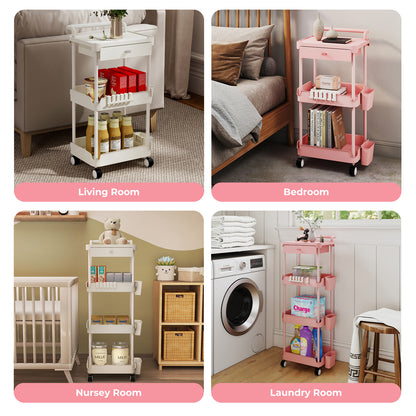 Levede 3 Tier Storage Trolley Cart on Wheels Kitchen Utility Rolling Rack Shelf