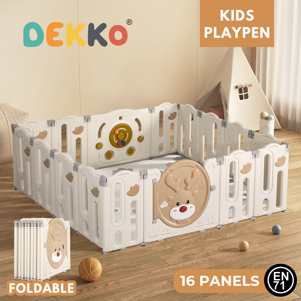 Dekko Baby Playpens Kids Safety Gate Activity Center Toddler Fence Play16 Panels