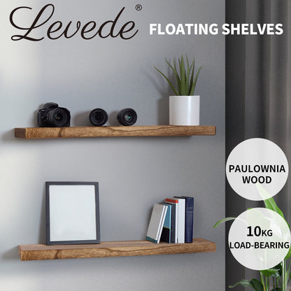 2Pcs Floating Shelves Wall Mounted Storage Wooden Display Shelf 23.5IN 61CM