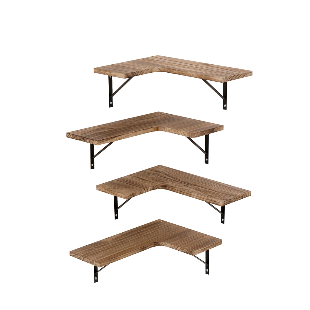 Levede Floating Shelves Wall Mounted Corner Stroage Display Shelf Wood 2PC 4PC
