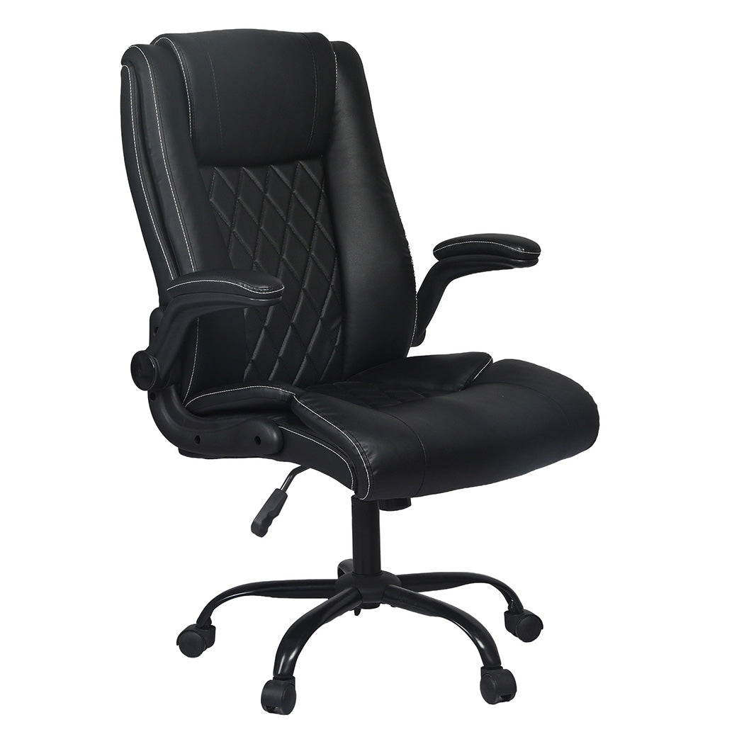 Levede Executive Office Chair PU Leather Reclining Desk Chair Flip-Up Armrests