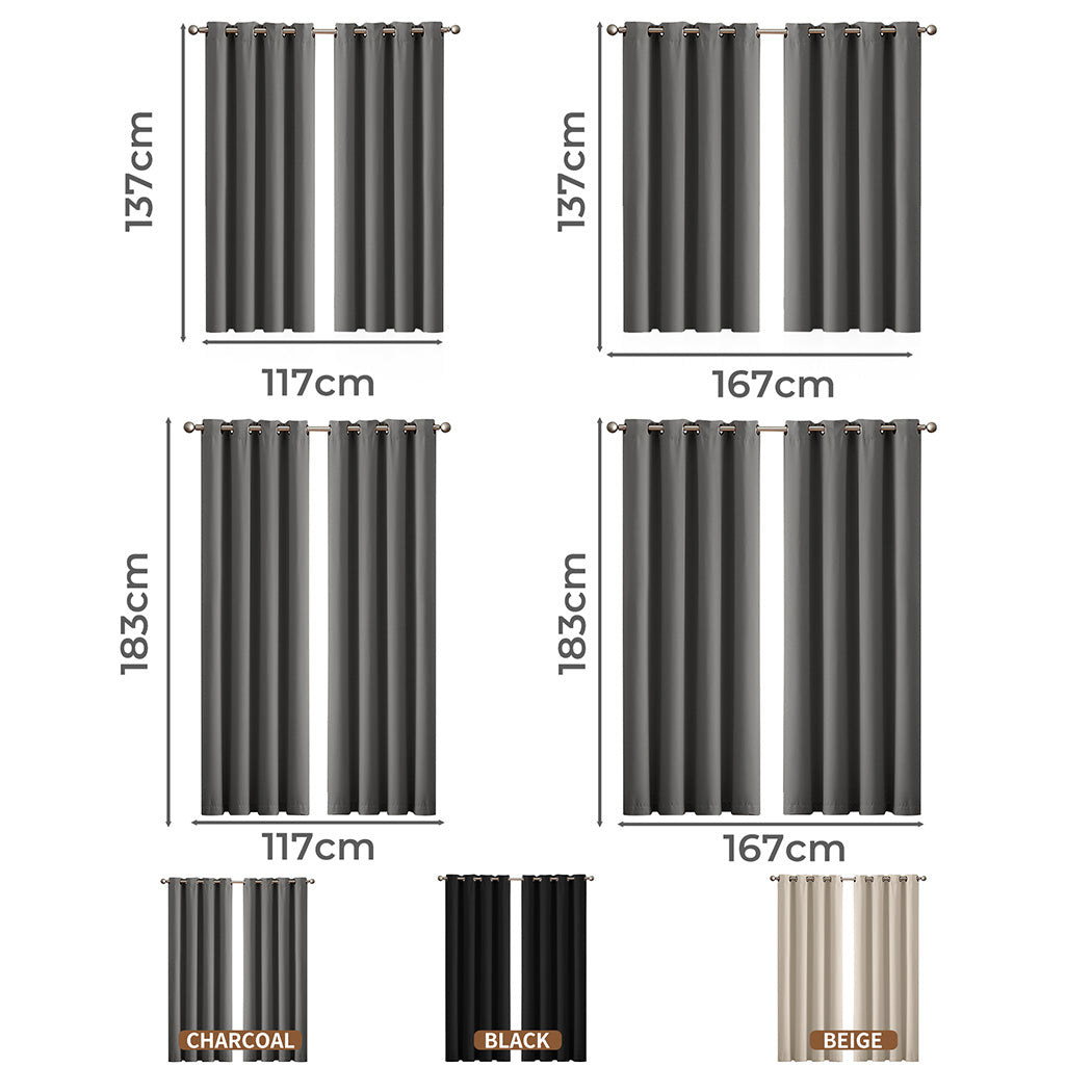 Marlow 2PC Thermal Blackout Blockout Curtains Eyelet Ring Top Thick Sun Block