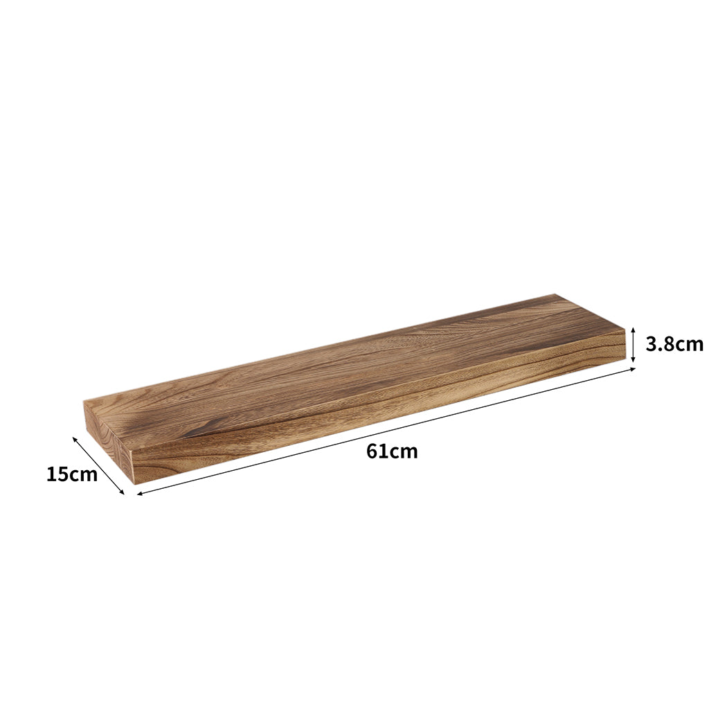 2Pcs Floating Shelves Wall Mounted Storage Wooden Display Shelf 23.5IN 61CM
