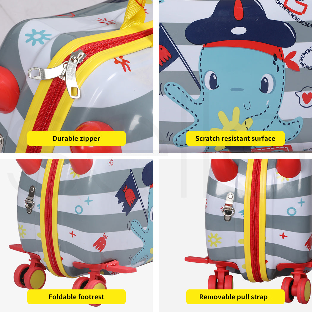 Dekko 17' ' Kids Luggage Ride On Suitcase on Wheel with Scooter for Travel Seat