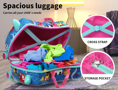 Dekko 17'' Kids Ride On Suitcase Carry On Travel Luggage on Wheel Lightweight