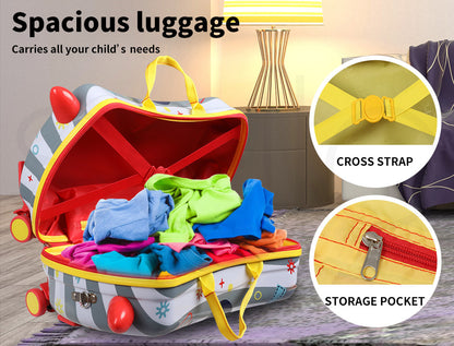 Dekko 17'' Ride On Suitcase Kids Travel Luggage on Wheel Heavy Duty Lightweight