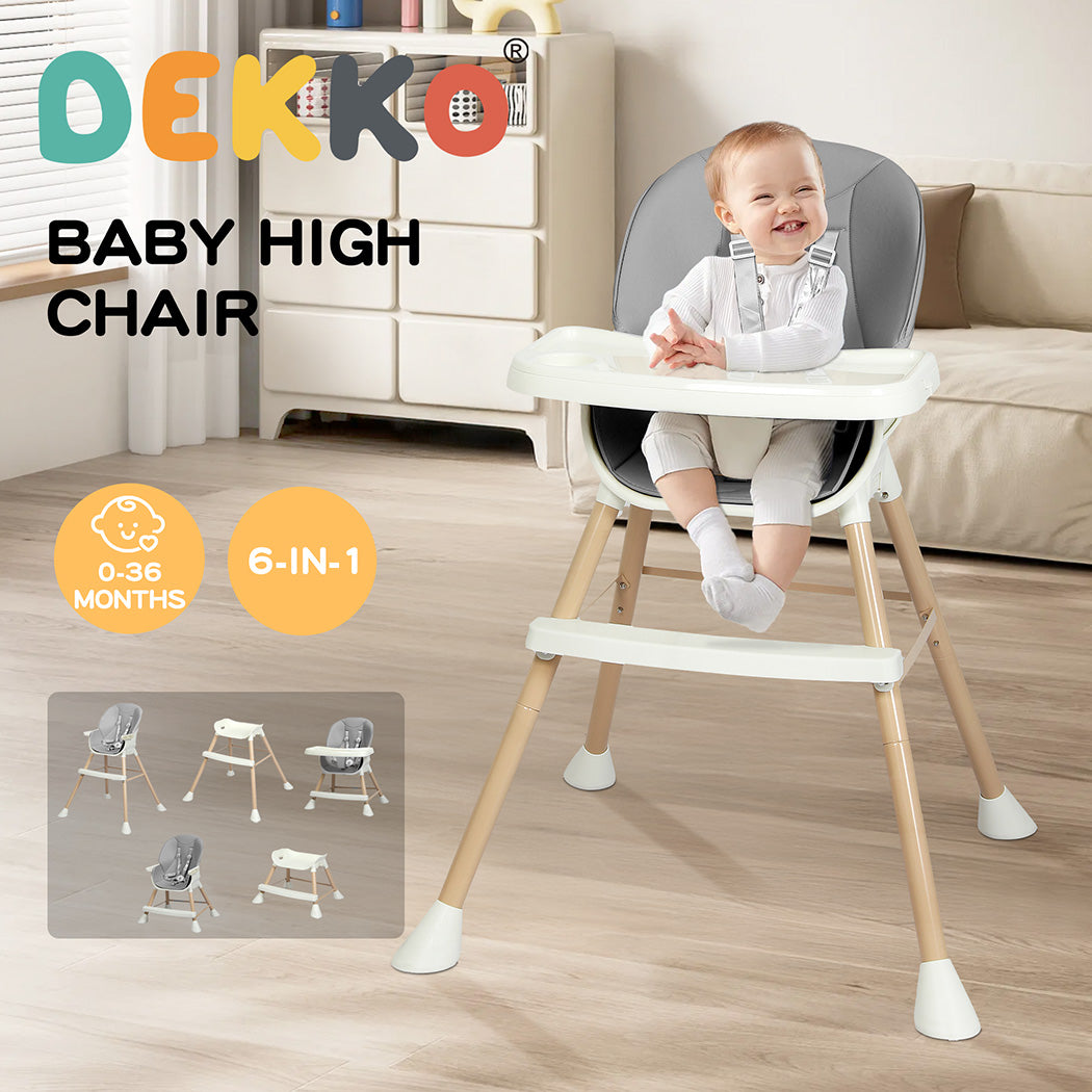 Dekko Adjustable 6-In-1 Baby Highchair Infant Feeding Seat Toddler Table Chair