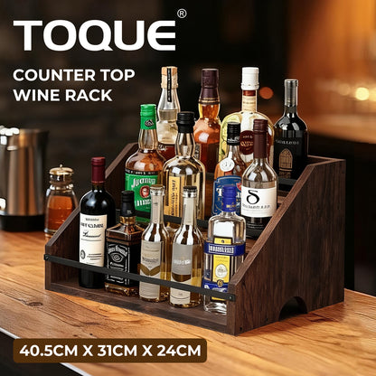 Toque Counter Top Wine Rack Storage Liquor Bottle Display Shelf Wooden Holders