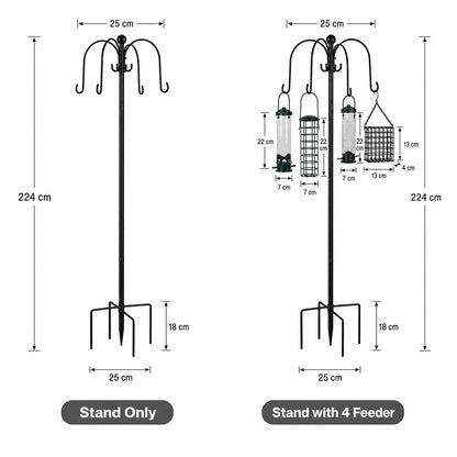 TOQUE Complete Bird Feeding Station Outdoor Garden Wild Birds Feeder 4 Feeders