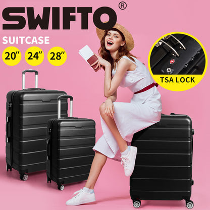 Swifto Suitcase Set of 3 Hard Shell 20" 24" 28" Luggage Family Travel TSA