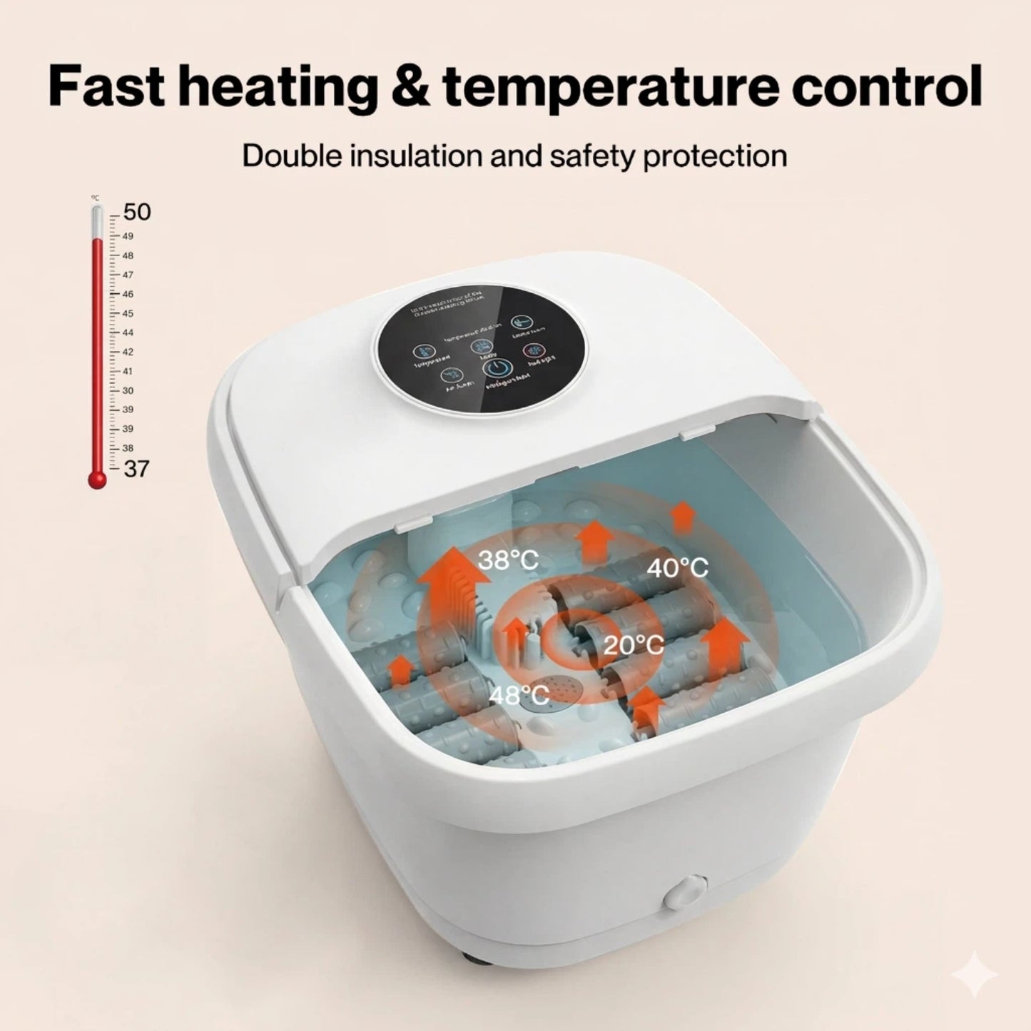 Spector Foot Spa Massager Bath Electric Heater Temperature Control Bubbles White