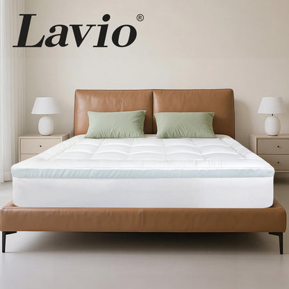 Lavio Mattress Topper Double King Deep Quilted Memory Foam Microfiber Dual Layer