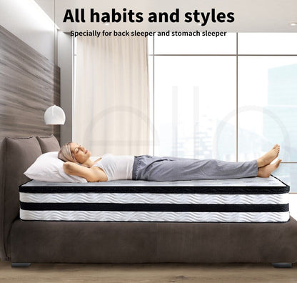 Lavio Sprung Mattress Foam 4FT6 Double Size Bed Top Pocket Firm Soft Luxury