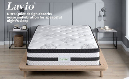 Lavio Sprung Mattress Foam 4FT6 Double Size Bed Top Pocket Firm Soft Luxury