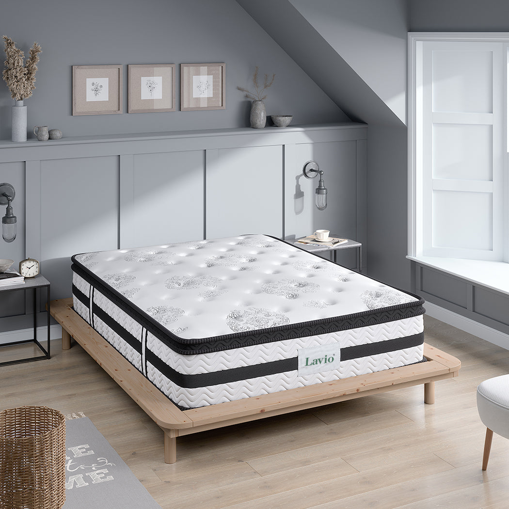 Lavio Sprung Mattress Foam 4FT6 Double Size Bed Top Pocket Firm Soft Luxury