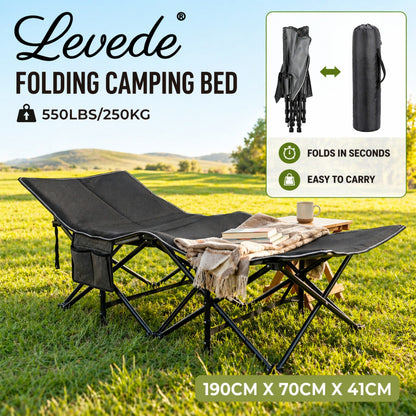 Levede Camping Cot Heavy Duty Travel Folding Camping Bed with Mattress Portable