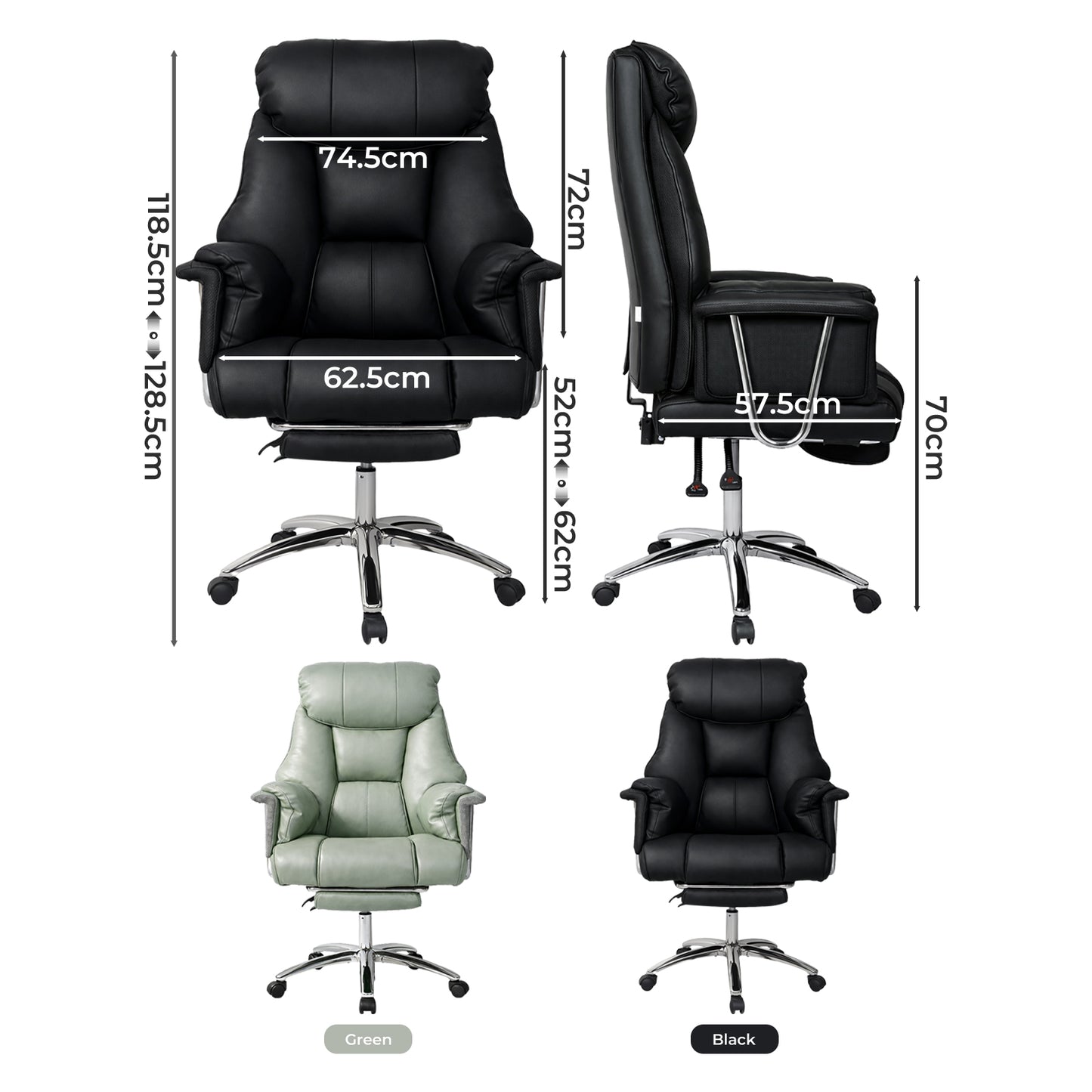 Heavy Duty Executive Office Chair Leather with Pocket Spring Seat No Sagging