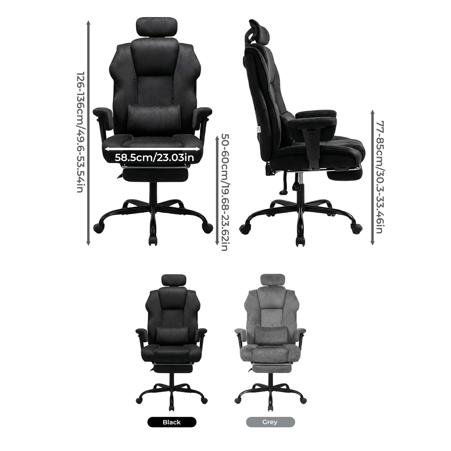 Levede Ergonomic Office Chair Suede Recline Pressure Relief Spring Seat Footrest