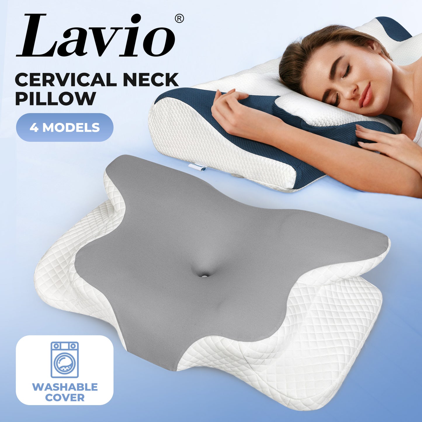 Lavio Ergonomic Memory Foam Pillow For Cervical Shoulder Orthopedic Pain Relief