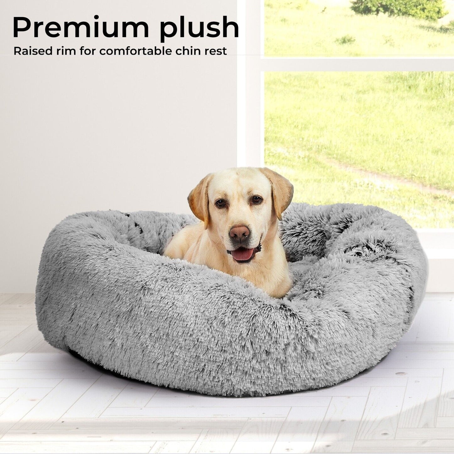 Skylos Dog Bed Cat Beds Washable Large Puppy Soft Warm Calming Cushion Round