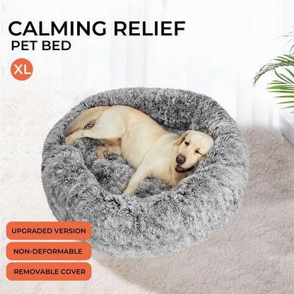 Skylos Dog Bed Cat Beds Washable Large Puppy Soft Warm Calming Cushion Round