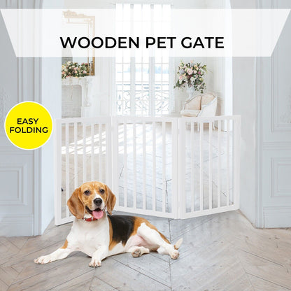 Skylos Pet Gate Wooden Dog Fence Baby Safety Barrier Indoor Stairway Doorway