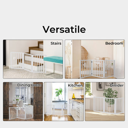 Skylos Pet Gate Wooden Dog Fence Baby Safety Barrier Indoor Stairway Doorway