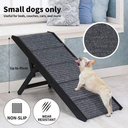Skylos Folding Dog Ramp 90cm Pet Stair for Bed Sofa 33-45cm Height Adjustable