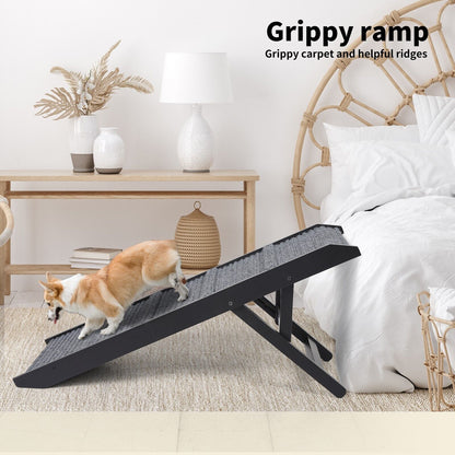 Skylos Folding Dog Ramp 90cm Pet Stair for Bed Sofa 33-45cm Height Adjustable