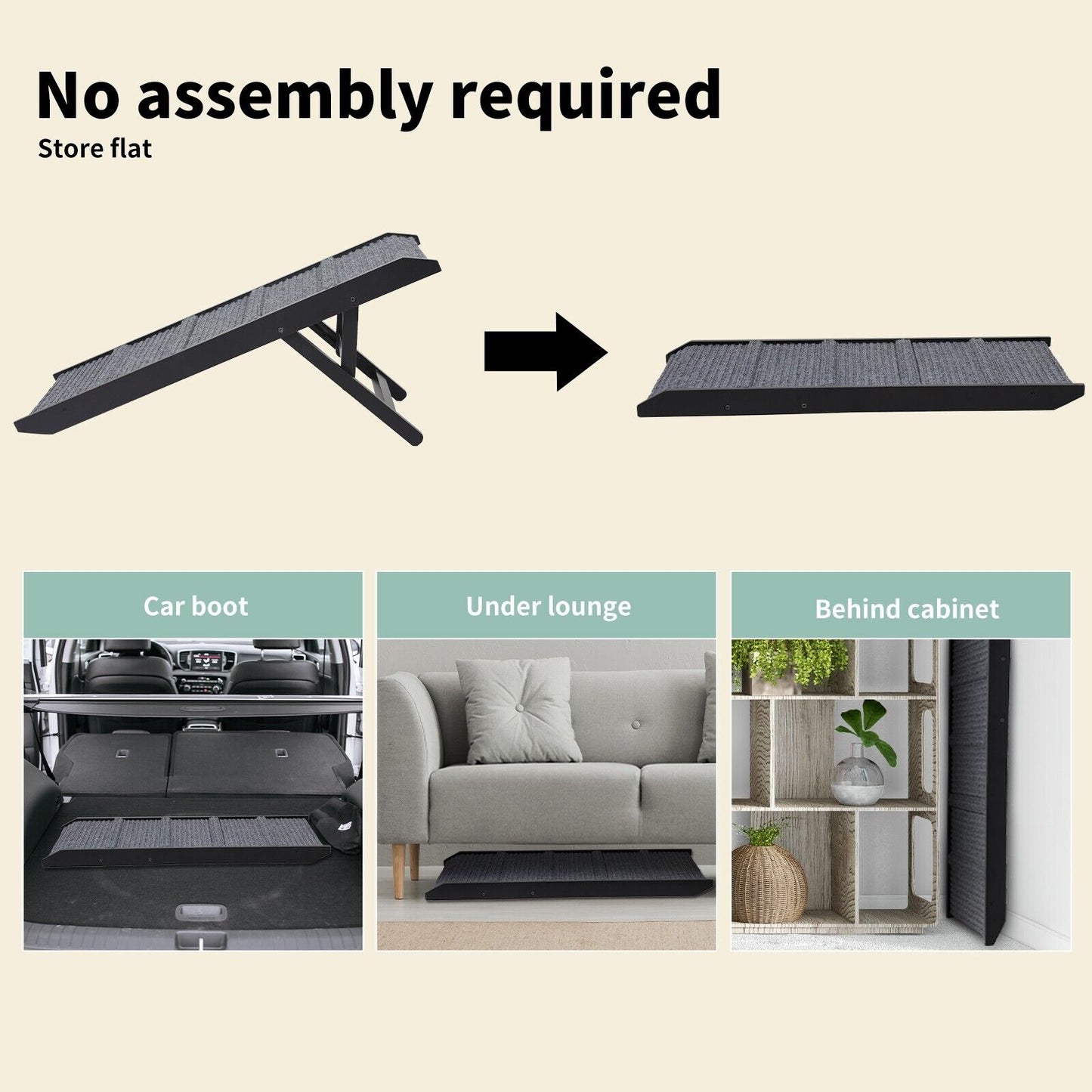 Skylos Folding Dog Ramp 90cm Pet Stair for Bed Sofa 33-45cm Height Adjustable