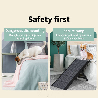 Skylos Folding Dog Ramp 90cm Pet Stair for Bed Sofa 33-45cm Height Adjustable