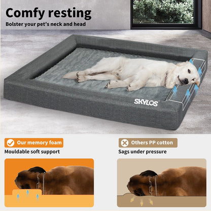 Skylos Pet Dog Calming Bed Memory Foam Orthopedic Removable Cover Extra Large