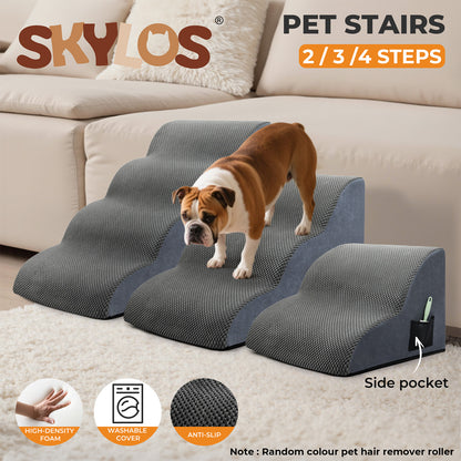 Skylos Pet Stairs Dog Ramp for Bed Sofa Small Dog 2/3/4 Step Non-Slip Washable