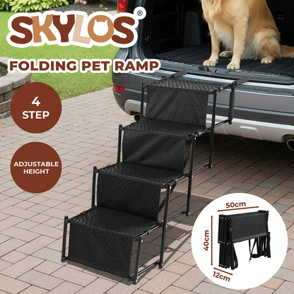 Skylos Pet Stairs Dog Ramp 4 Soft Steps for Car SUV Booster Foldable Portable