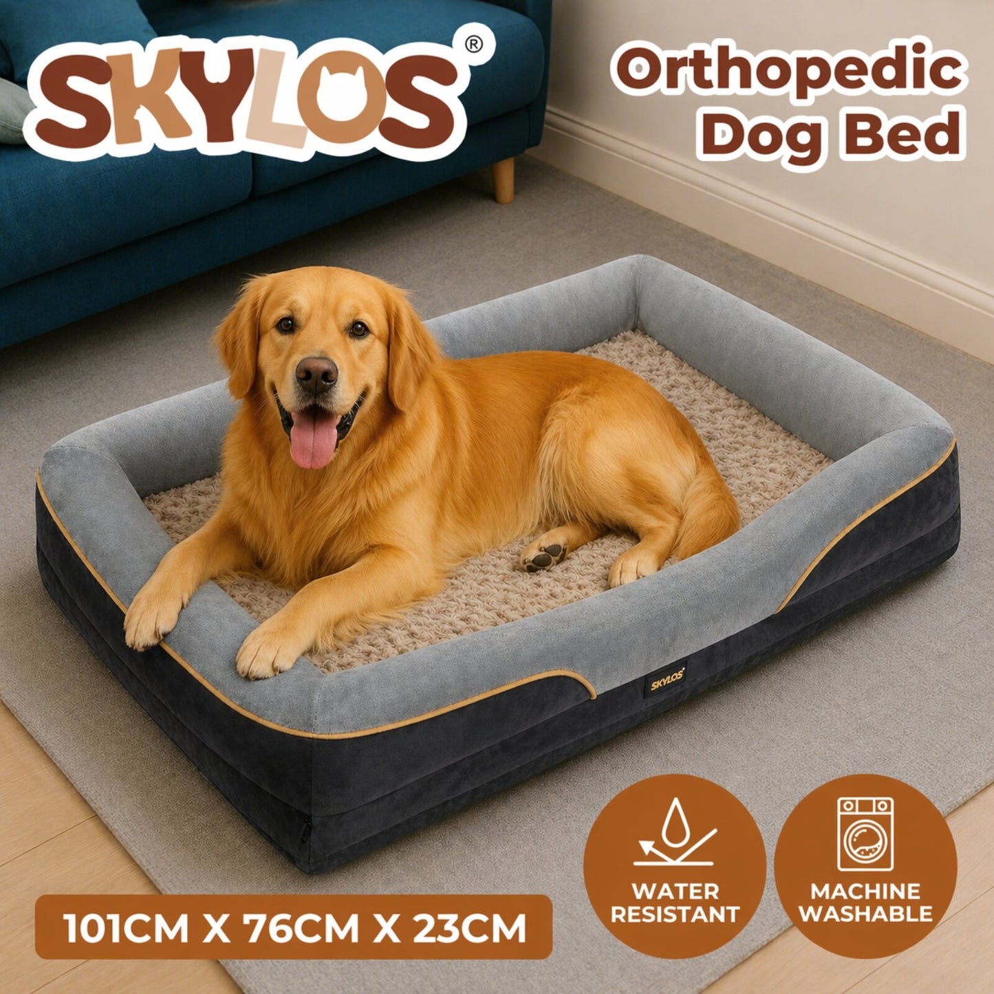 Skylos Orthopaedic Dog Bed for Large Dog Warm Pet Mattress Cushion Washable