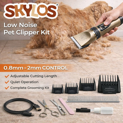 Skylos Pet Clipper Kit Dog Cat Cordless Grooming Set Adjustable Trimmer Quiet