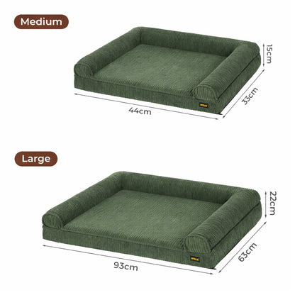 Skylos Orthopaedic Dog Bed Corduroy Washable Waterproof Pet Mattress Foam Green