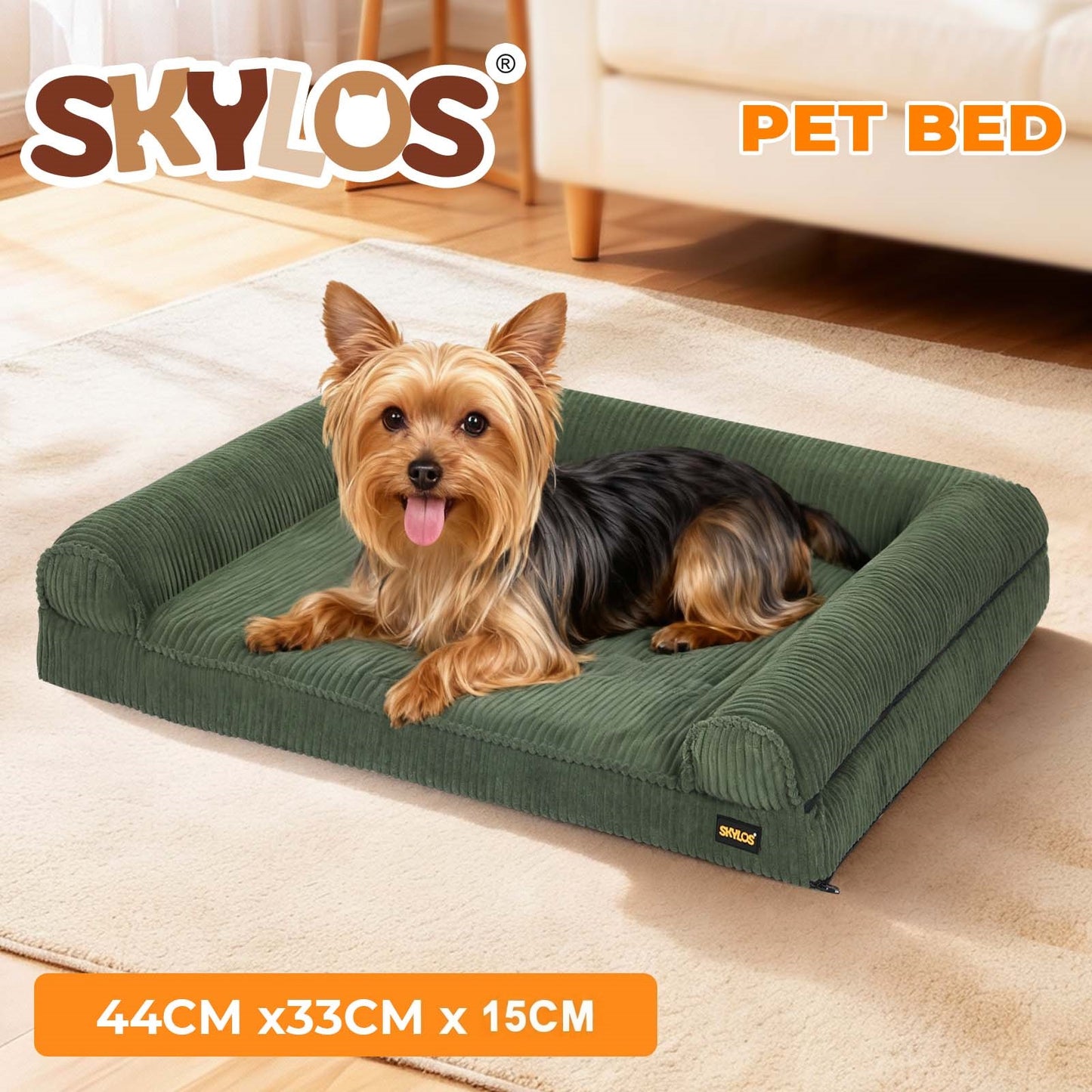 Skylos Orthopedic Small Dog Bed Washable Puppy Sofa Bed Soft Corduroy Pet Bed