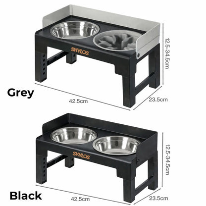 Skylos Dog Bowls Elevated with Stand Stainless Steel Bowl 6 Height Adjustable