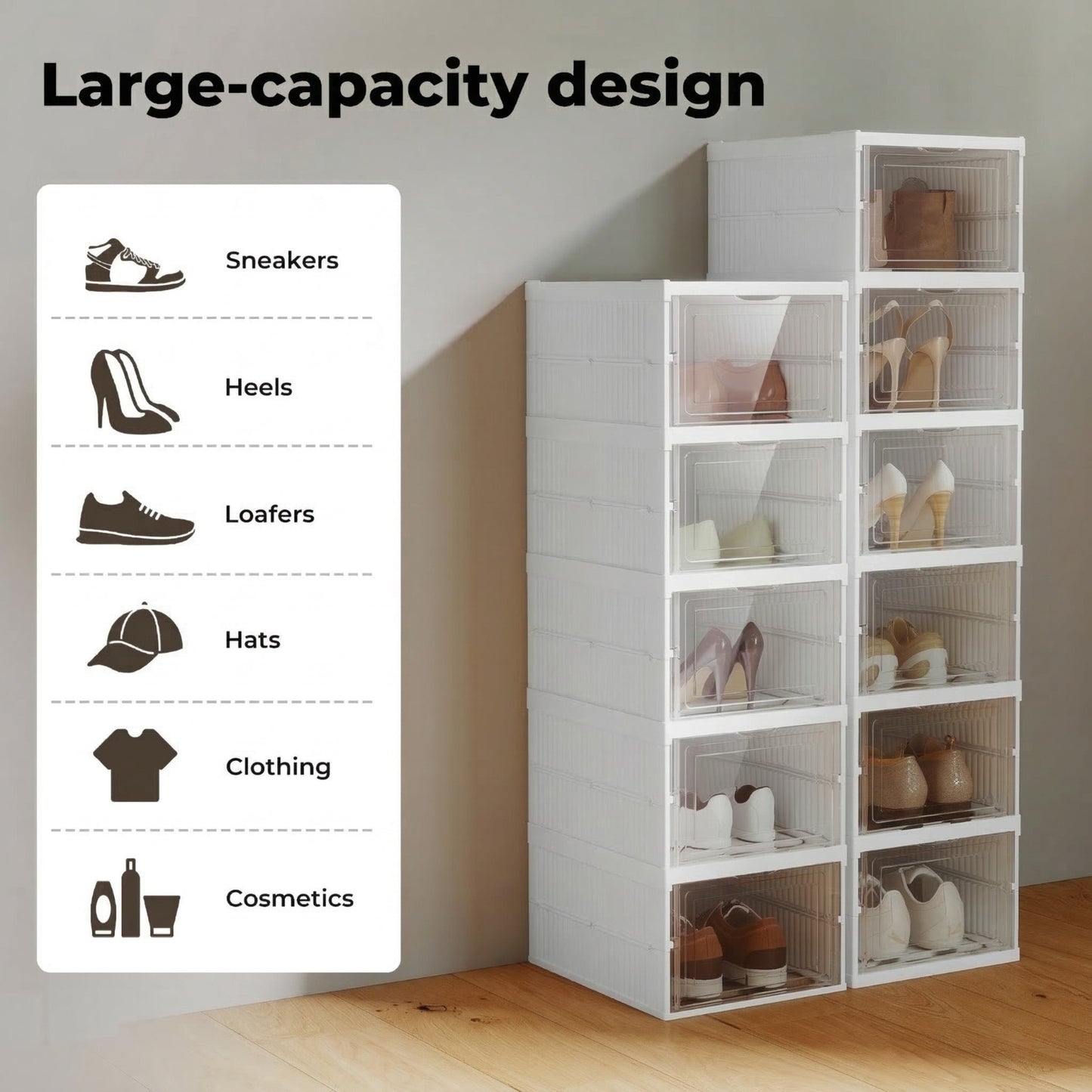 Levede Shoe Box Foldable Home Shoe Shelf Ventilated Storage Organizer 6 Pcs