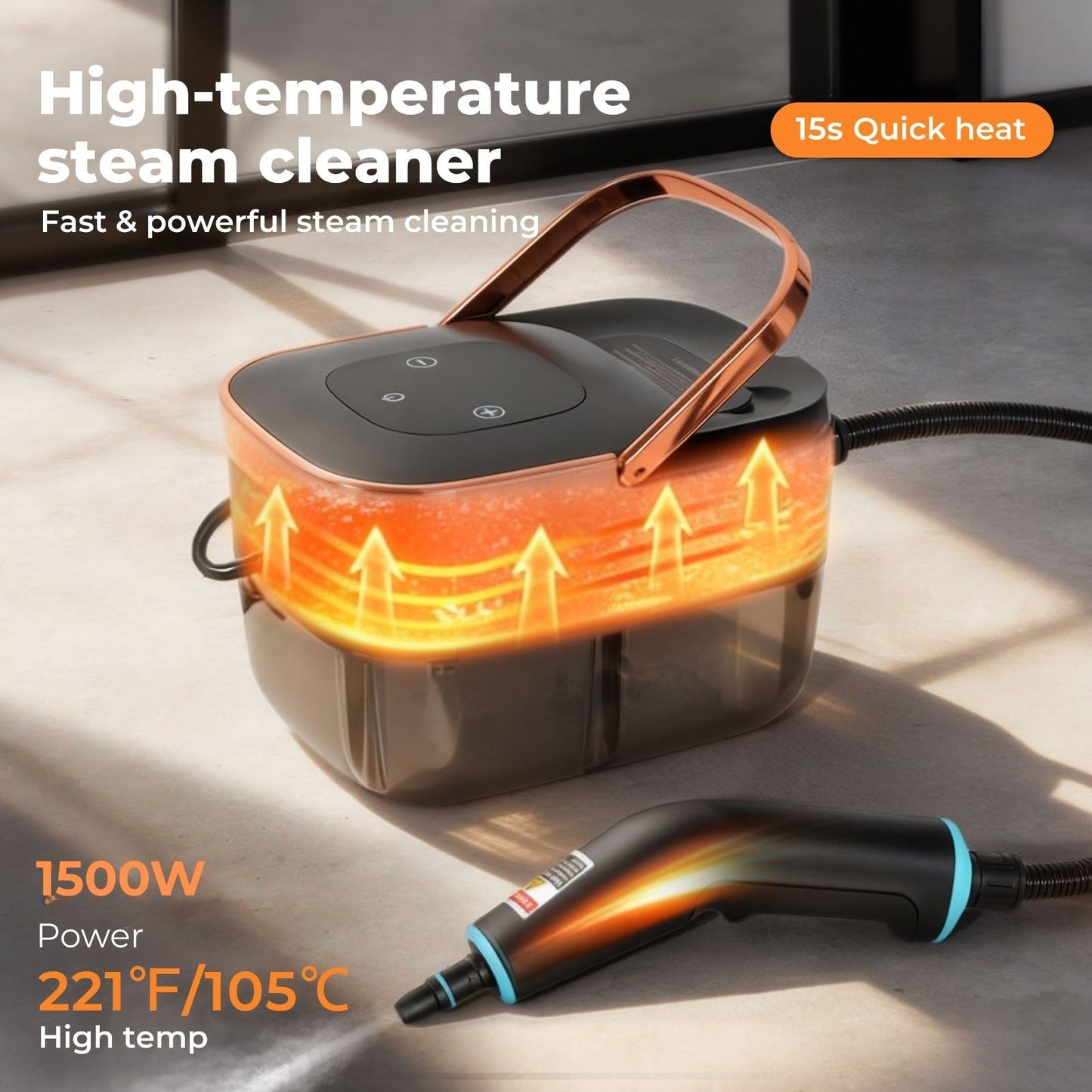 Spector Steam Cleaner Portable Multipurpose Steamer with Tools 6 Level 1600ml