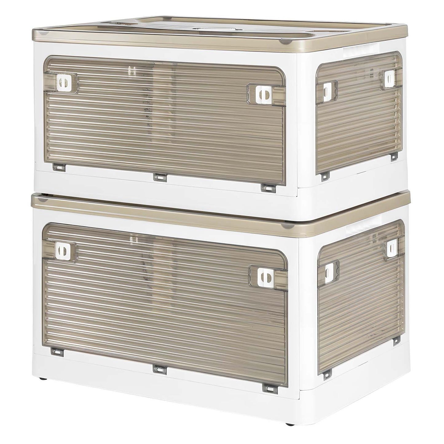 Levede 2X Folding Storage Container Large with Lid Stackable on Wheel Plastic