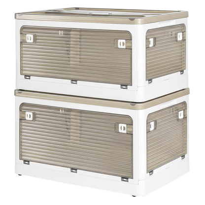 Levede 2X Folding Storage Container Large with Lid Stackable on Wheel Plastic