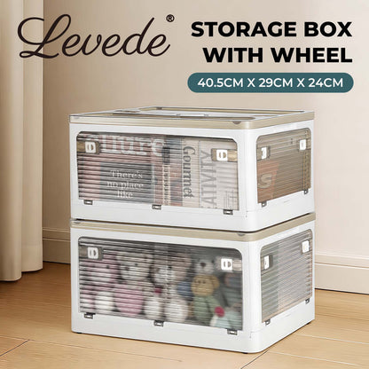 Levede 2x Folding Storage Container Stackable Plastic Clothes Toy Organizer Box