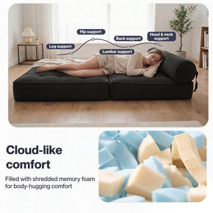 Levede Sofa Bed Convertible Foldable Floor Mattress with Head Lumbar Pillow