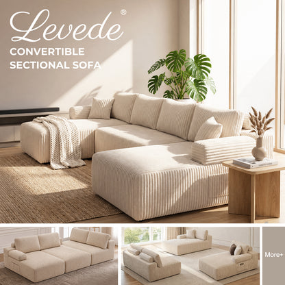 Levede Modular Sectional Sofa Bed 3 Seater U Shaped Convertible Soft Boneless